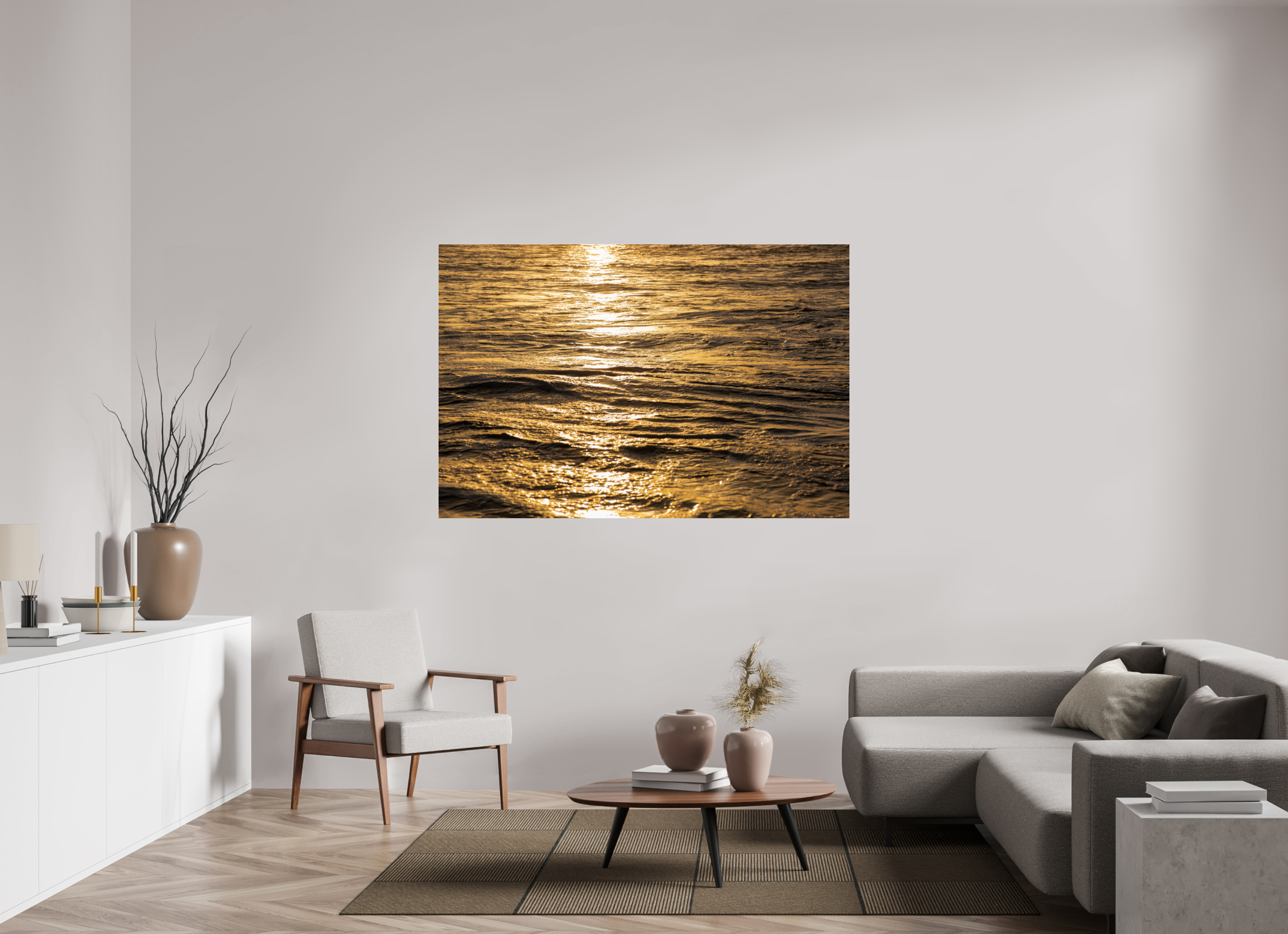 Golden Sun Glittering on the Ocean
