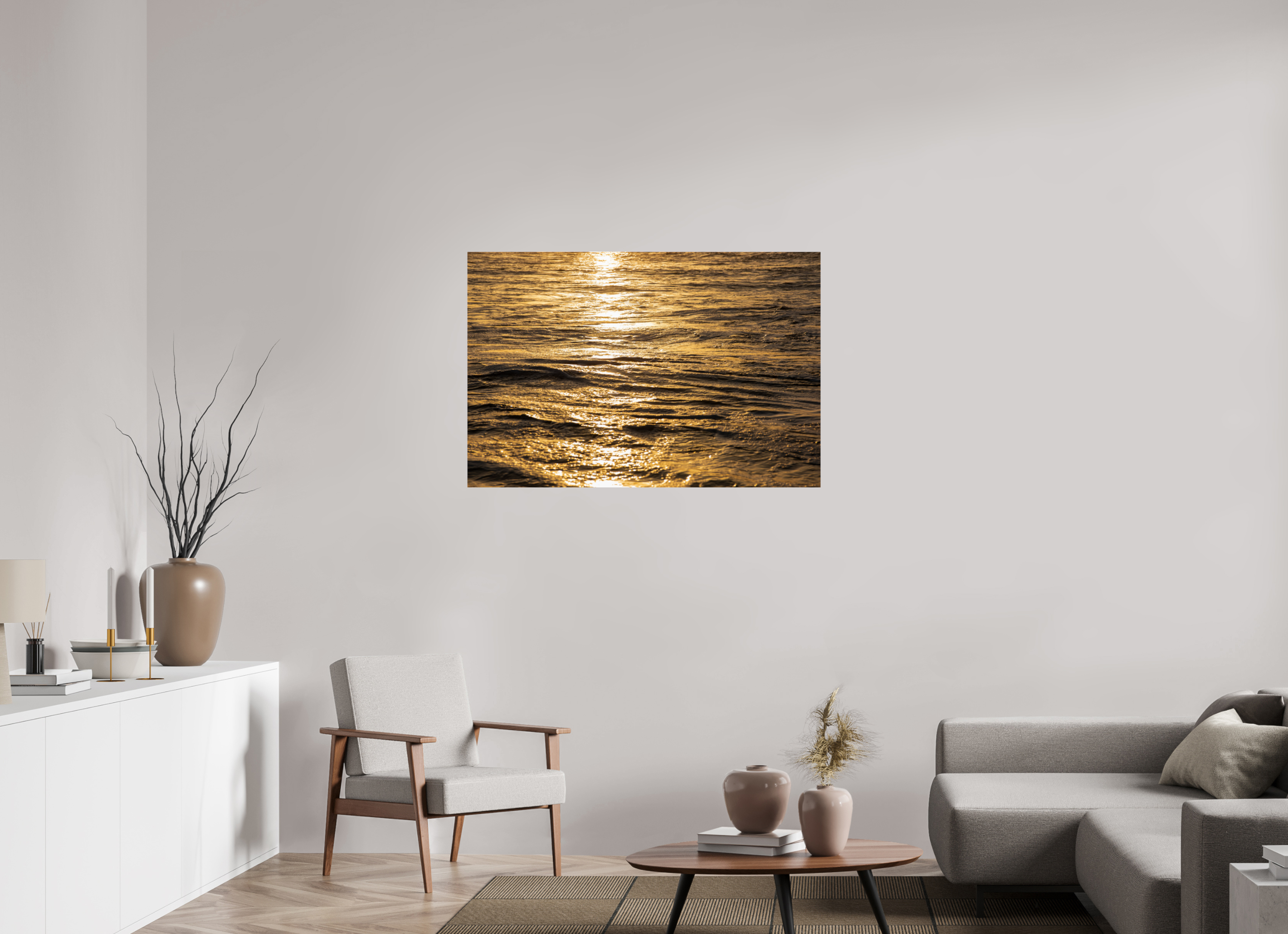 Golden Sun Glittering on the Ocean