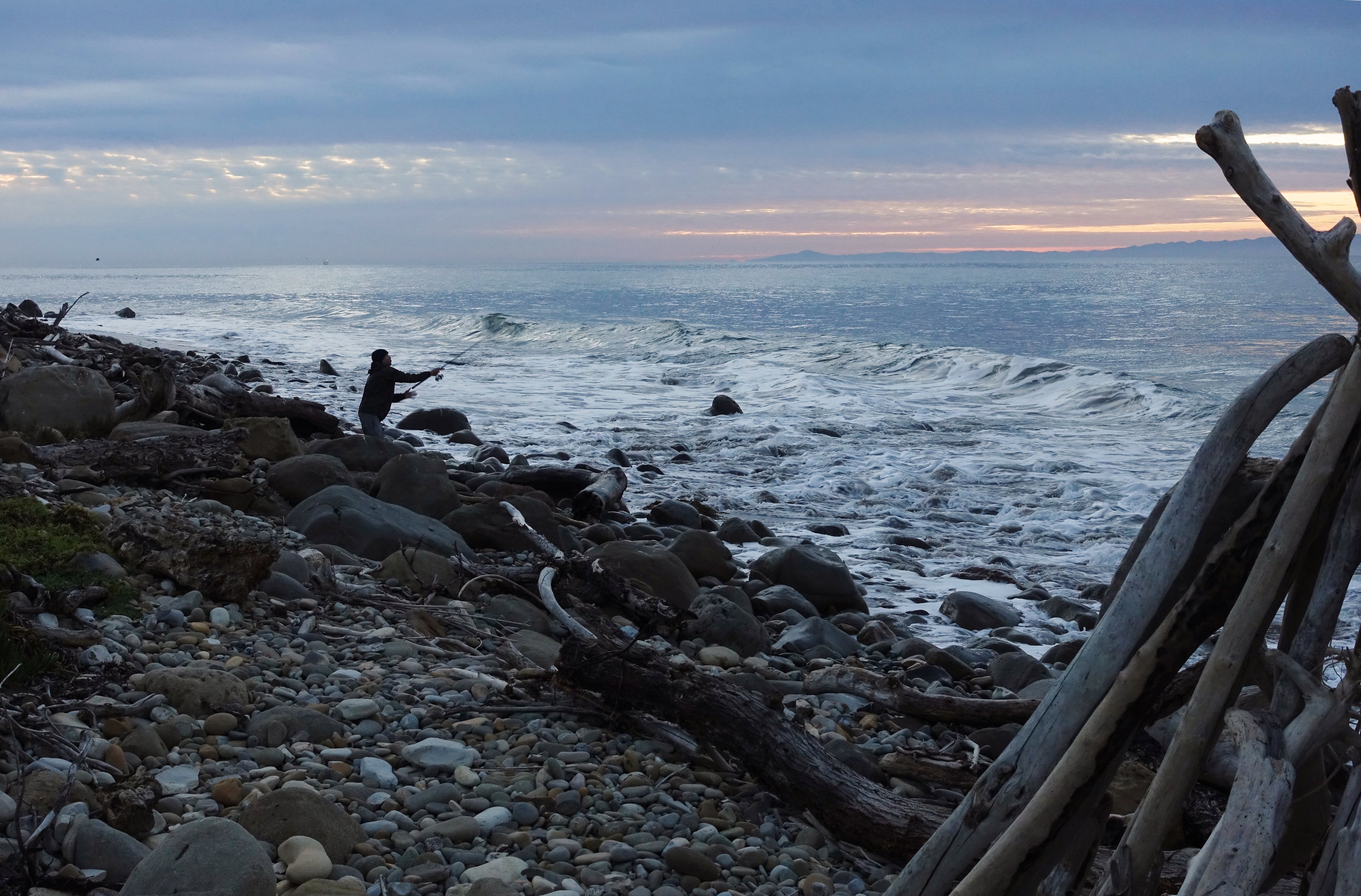 Lone Fisherman at Dawn on Refugio State Beach
