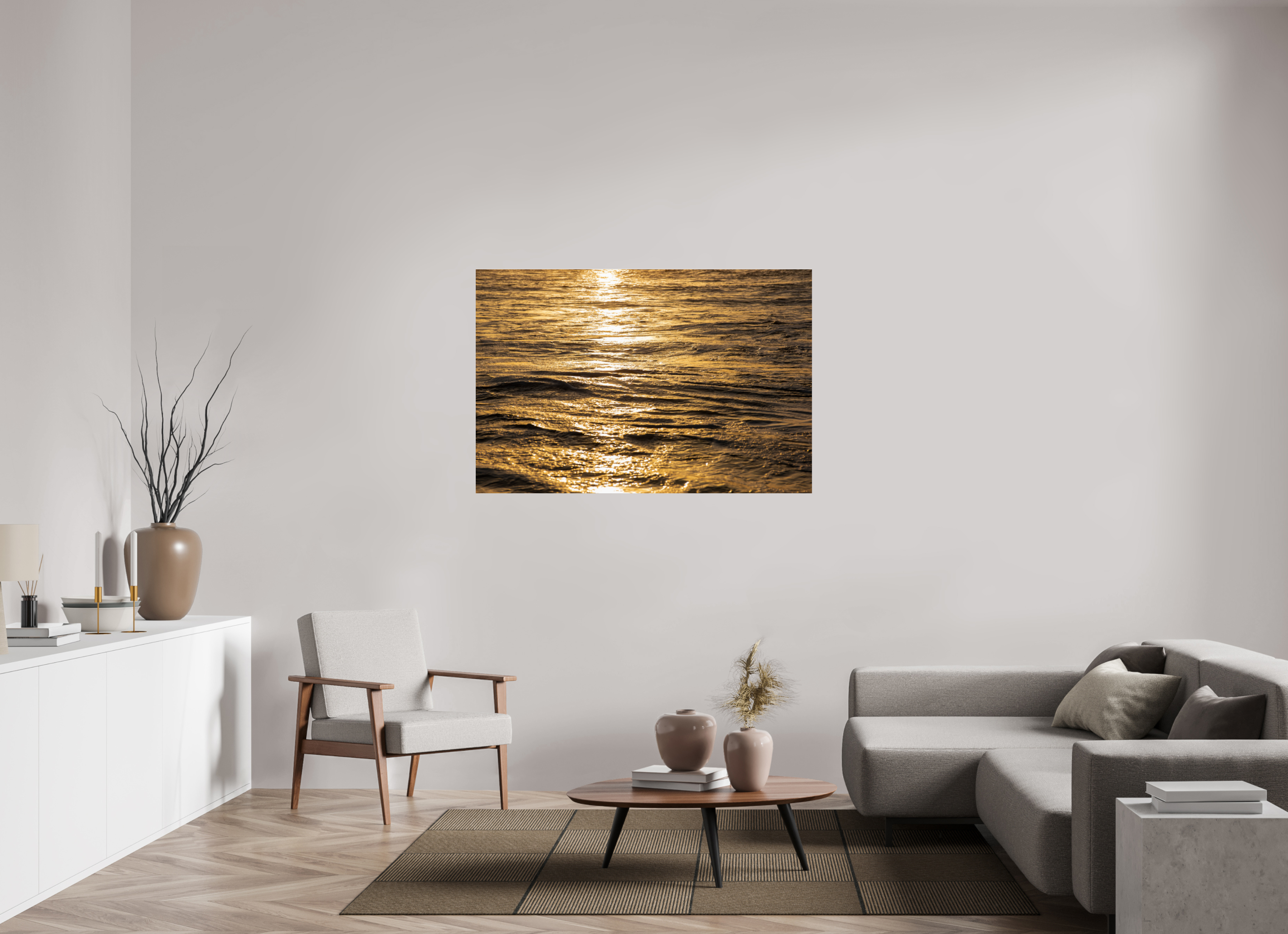 Golden Sun Glittering on the Ocean