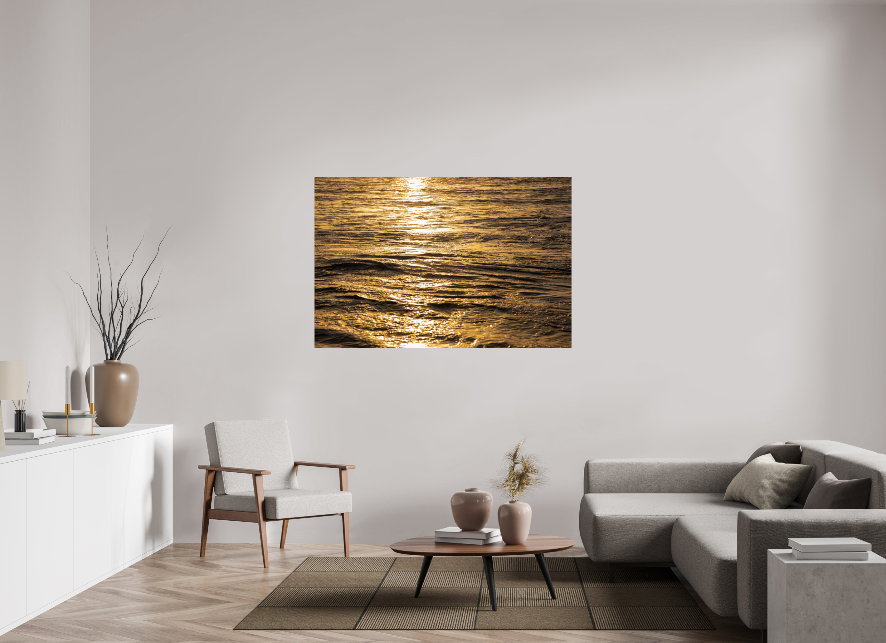 Golden Sun Glittering on the Ocean